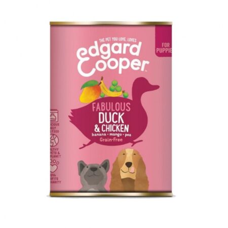 Edgard&Cooper Sveža raca s piščancem v družbi banane, manga, korenja in graha